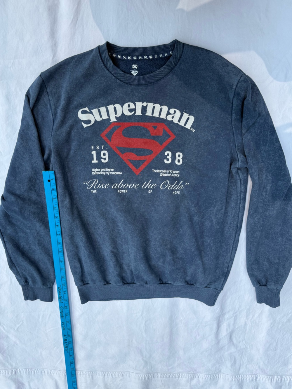 DC Comics Gray Superman Crewneck Sweatshirt with Red Logo